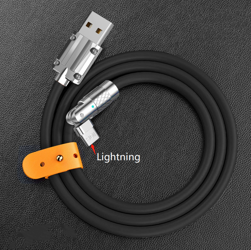 120W Fast Charging Data Cable – 180° Rotating Elbow, Zinc Alloy Silicone USB Wir - 第 8/13 張圖片
