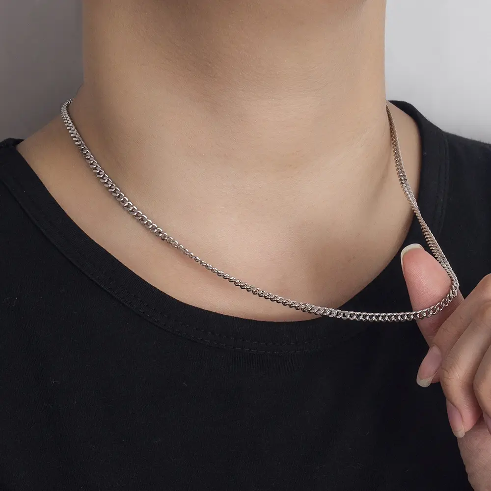 Punk S925 Sterling Silver Cuban Necklace