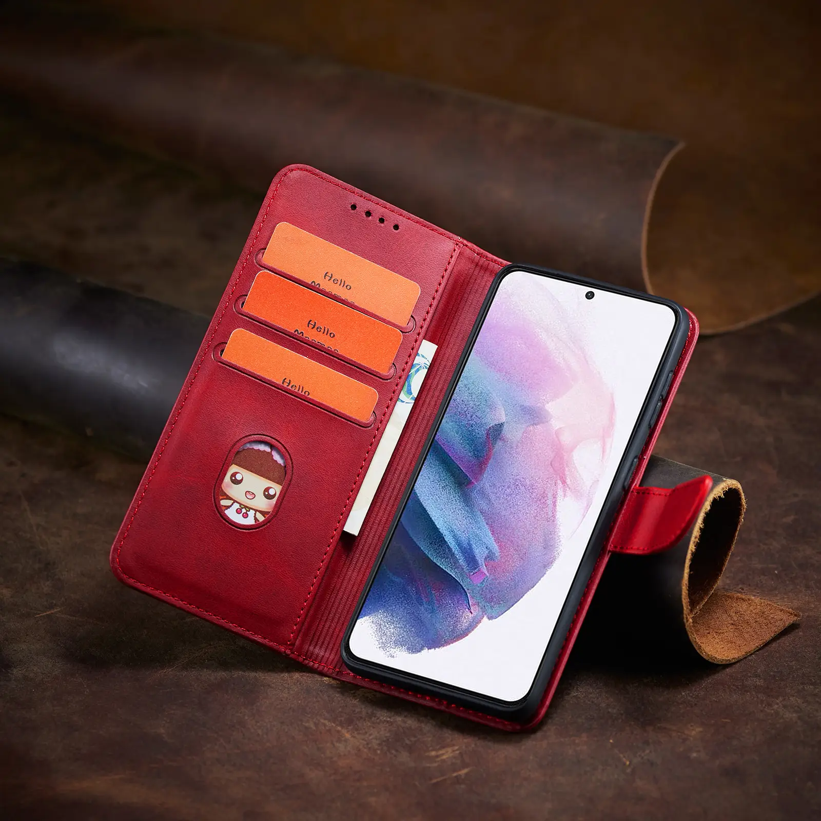 Phone Case With Card In Calf Print Holster