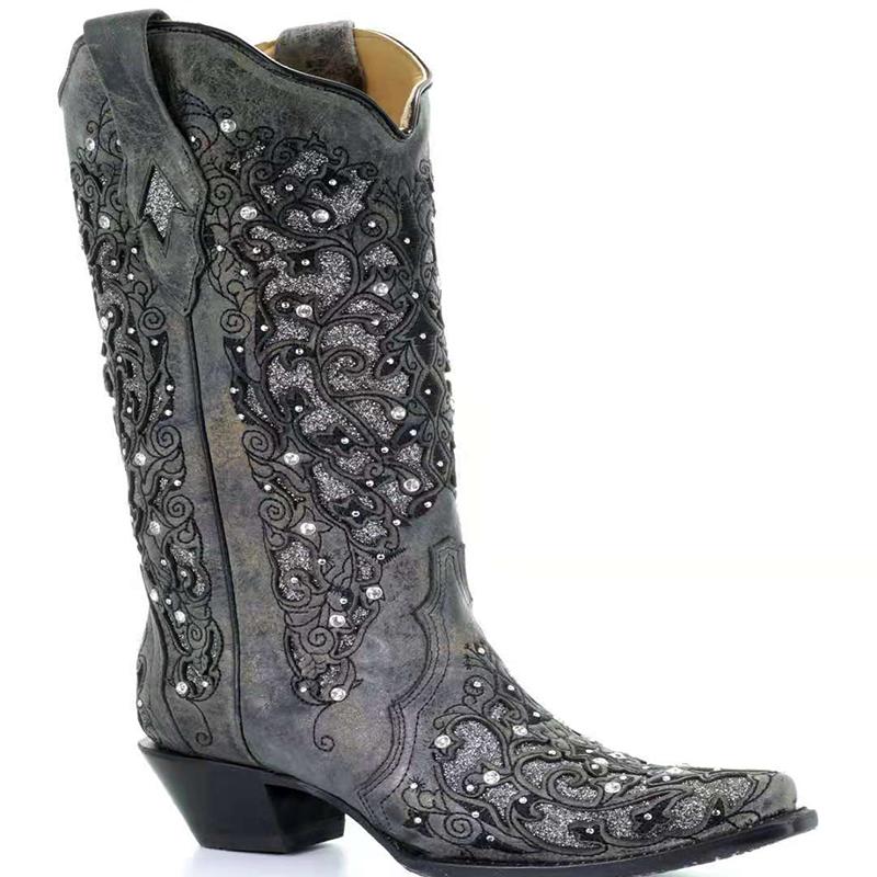 Title 6, Womens Rhinestone Hollow Flower High Boots. El...