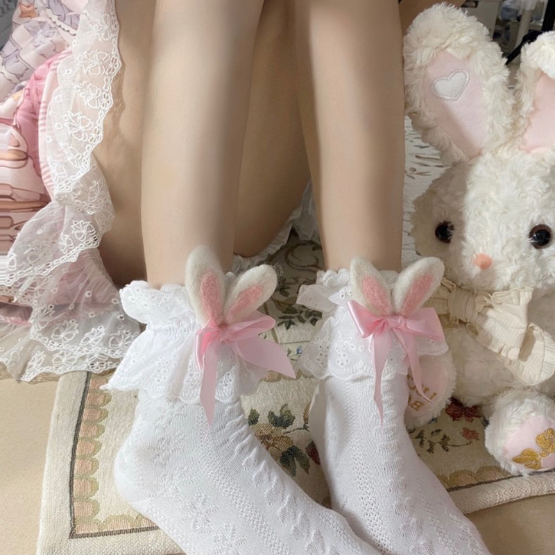 Title 2, Chaussettes oreilles de lapin en feutre pour fi...