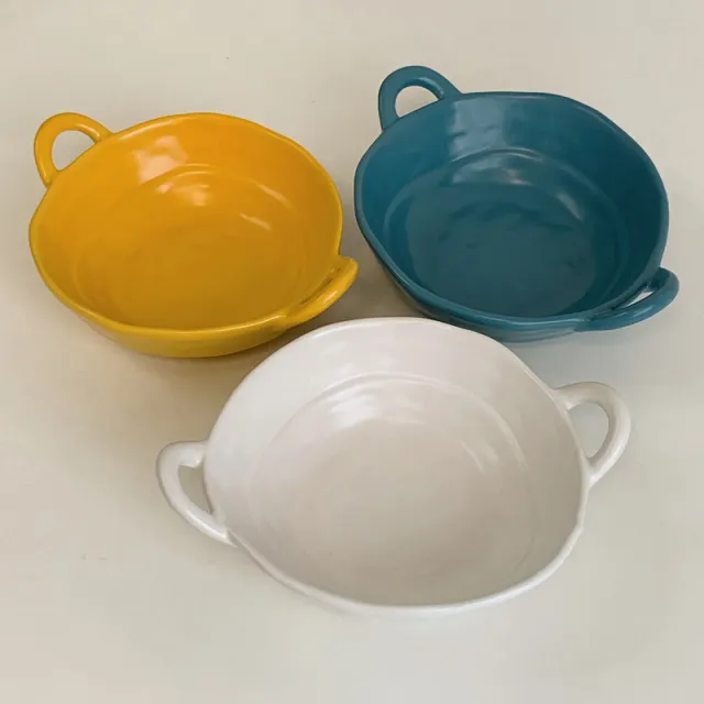 Nordic Ceramic Deformed Binaural Bowl Creative Home Irregularity Orange - Shop at LoveMi