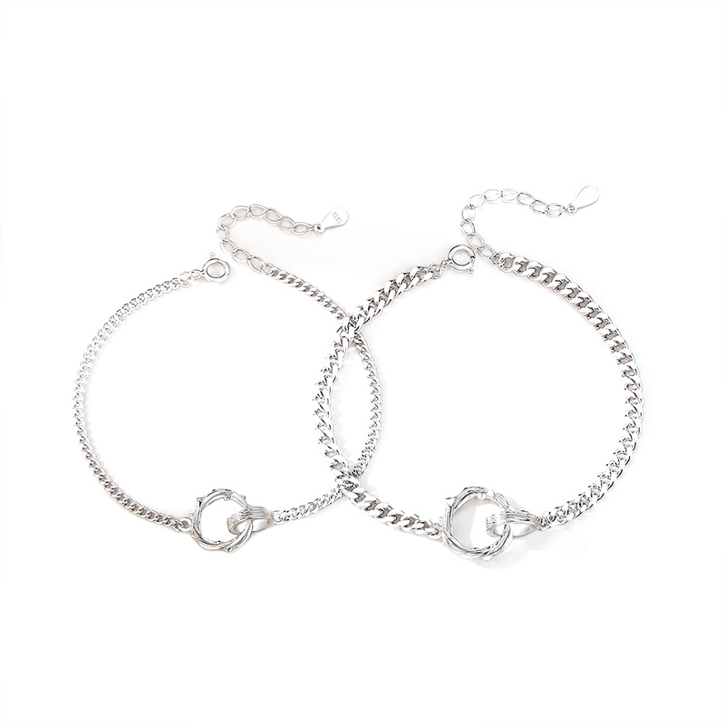 Title 1, Bracelets de couple Thorns Mobius en argent ste...