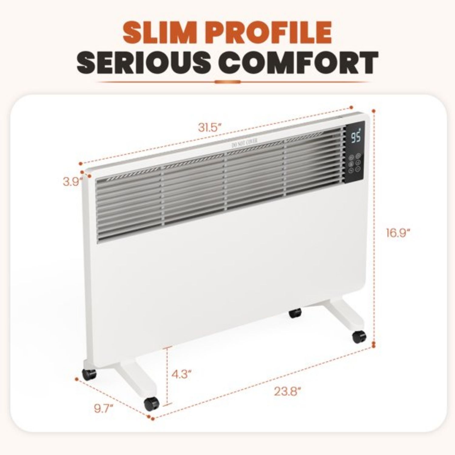 Panel Convection Heater, 1500W, Remote Control, Wall Mount And Freestanding, 25H Timer, Overheat And Tip-Over Protection image 7