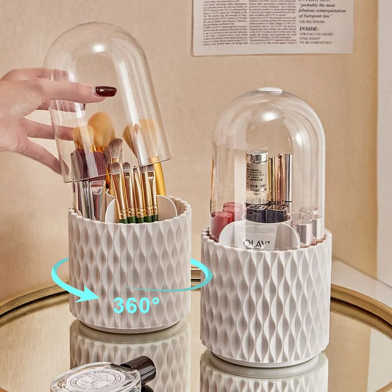 360 Rotating Large Capacity Transparent Makeup Brush Storage Pen