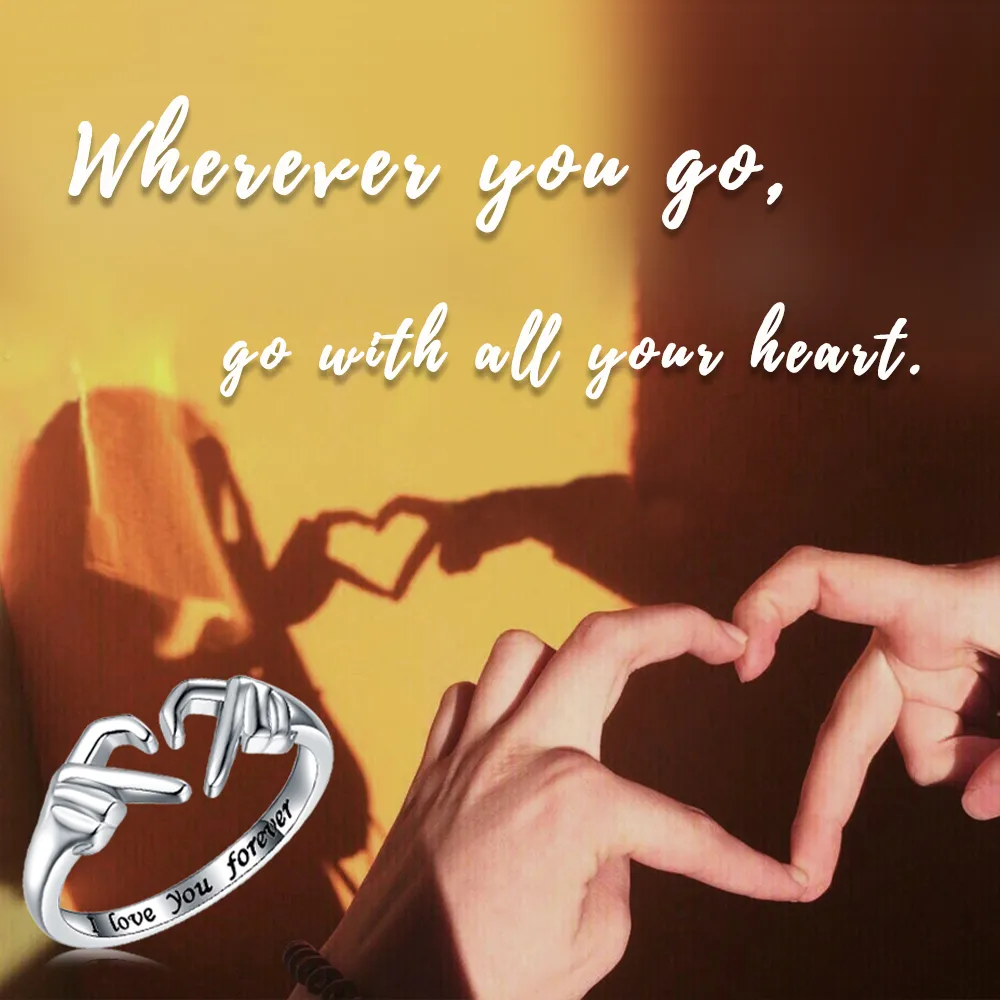 Romantic Heart Hand Hug Fashion Ring for Women Couple