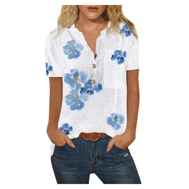 Printed Loose Casual Shirt Plus Size Women's Top 1Color - Shop at LoveMi