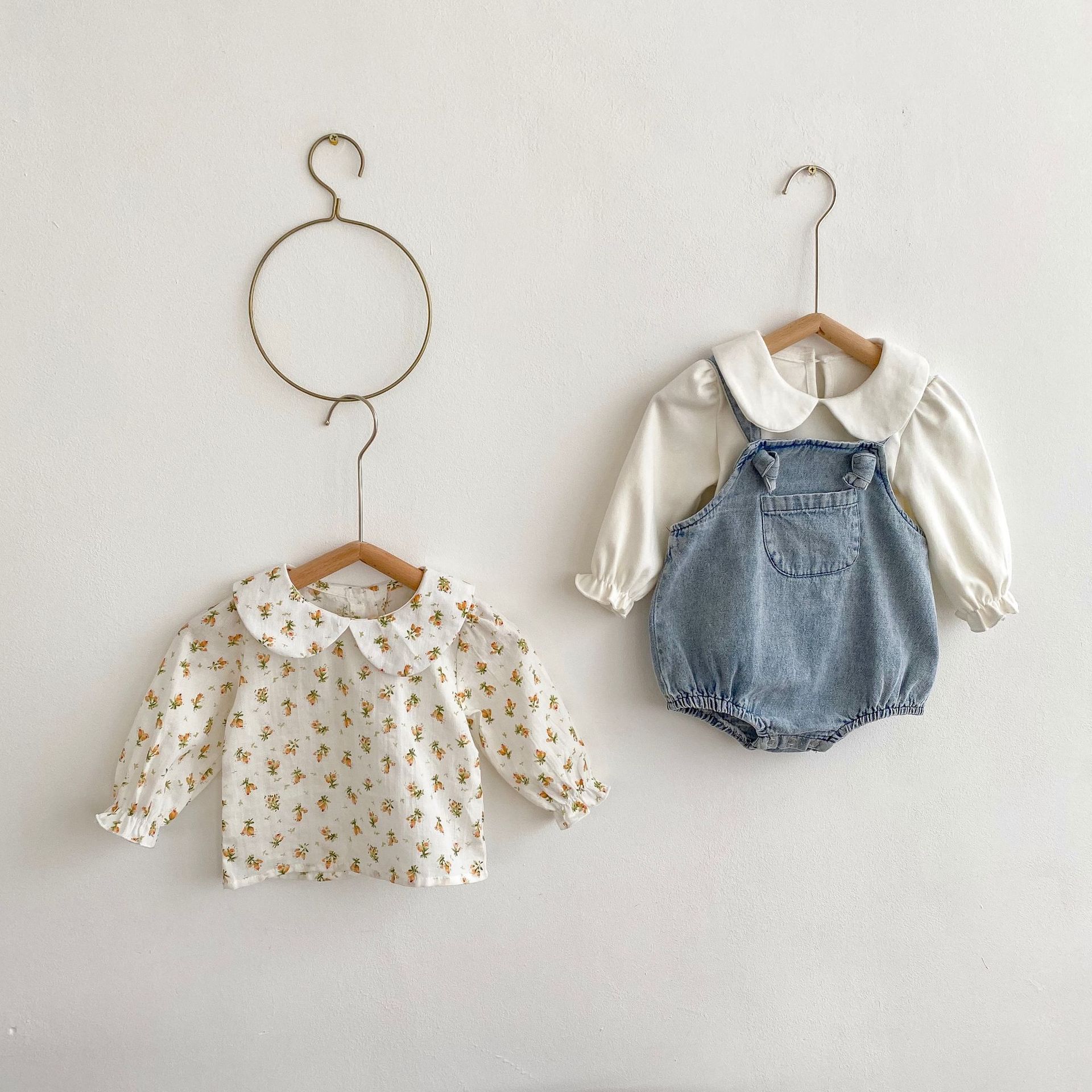 Children's Baby Girl Large Pocket Denim Overalls Suit