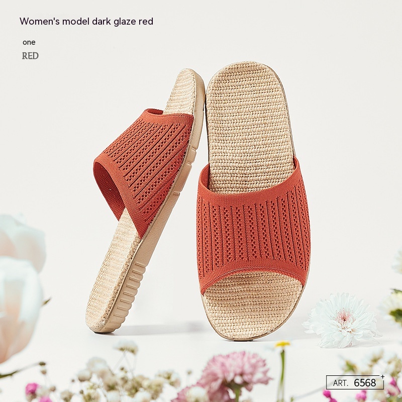Flying Weaving Linen Slippers Female