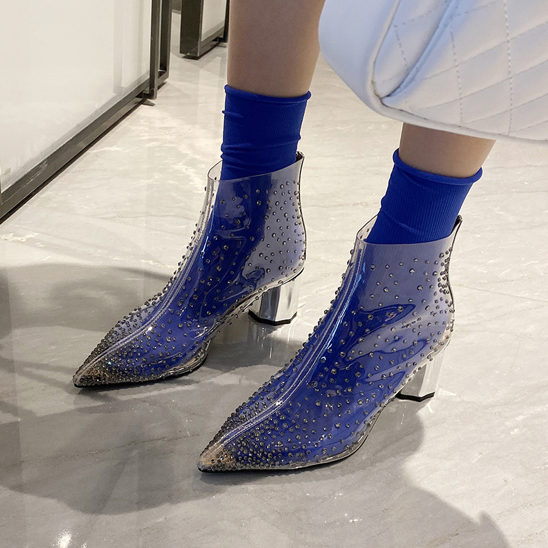 Spring New Thick Heel With Transparent Middle Heel