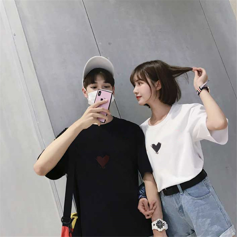 Net Celebrity Temperature Change Color Love Couple T-shirt New Ins Super Fire Trend Niche Design Sense Loose Port Style Male