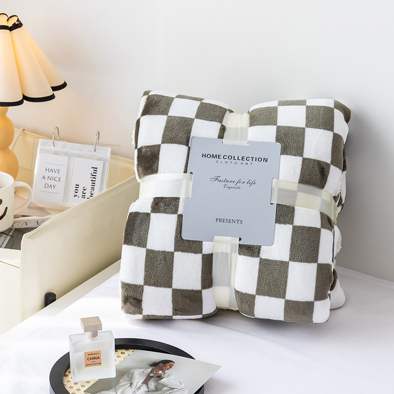 Title 2, Checkerboard Facecloth Printed Blanket. Experie...