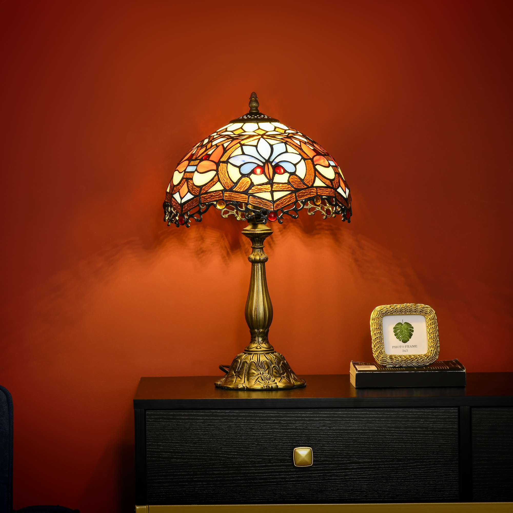 Colored Glass Desk Lamp, Handmade Retro Bedside Suitable For Bedrooms, Living — image 3