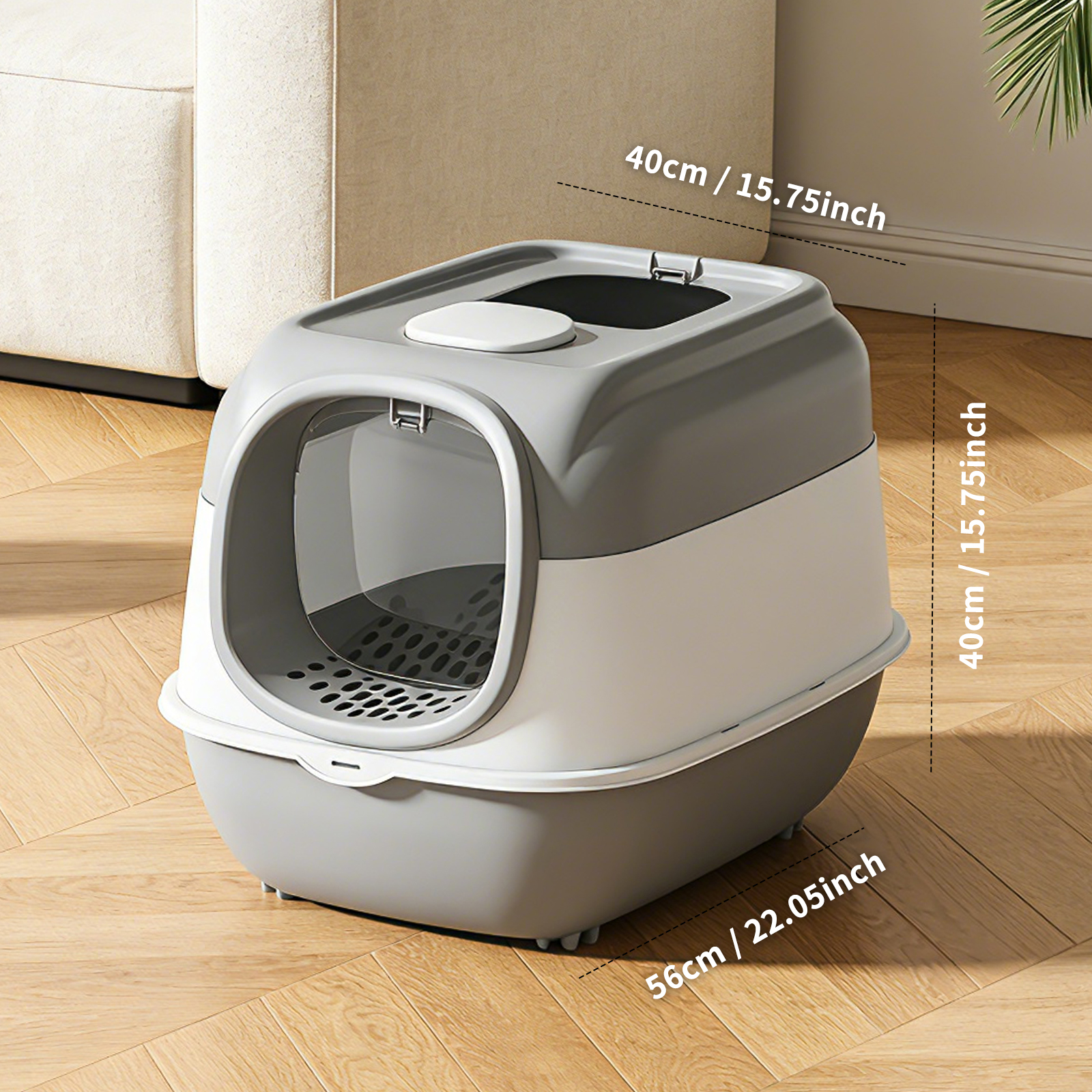Spaceship Top Entry Fully Enclosed Cat Litter Box, With Free Litter Mat, Anti-Splash & Odor Locking, For Large Cats & Multi-Cat Households