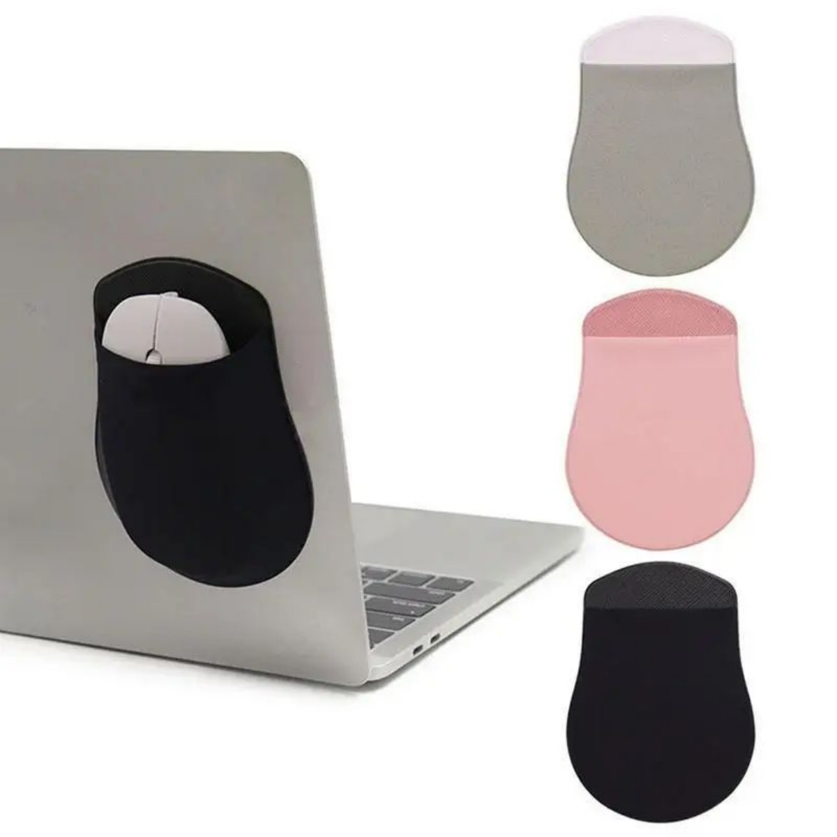 Notebook Mouse Holder Reusable Adhesive Stick On Wireless Mouse Elastic Storage Pouch Convenient Adhesive No Glue Residues