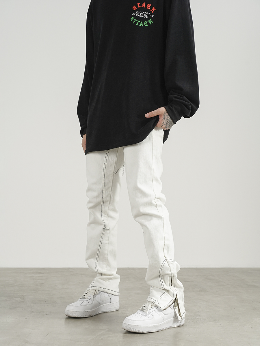 Slim-fit Jeans With Chimney Zip Slit