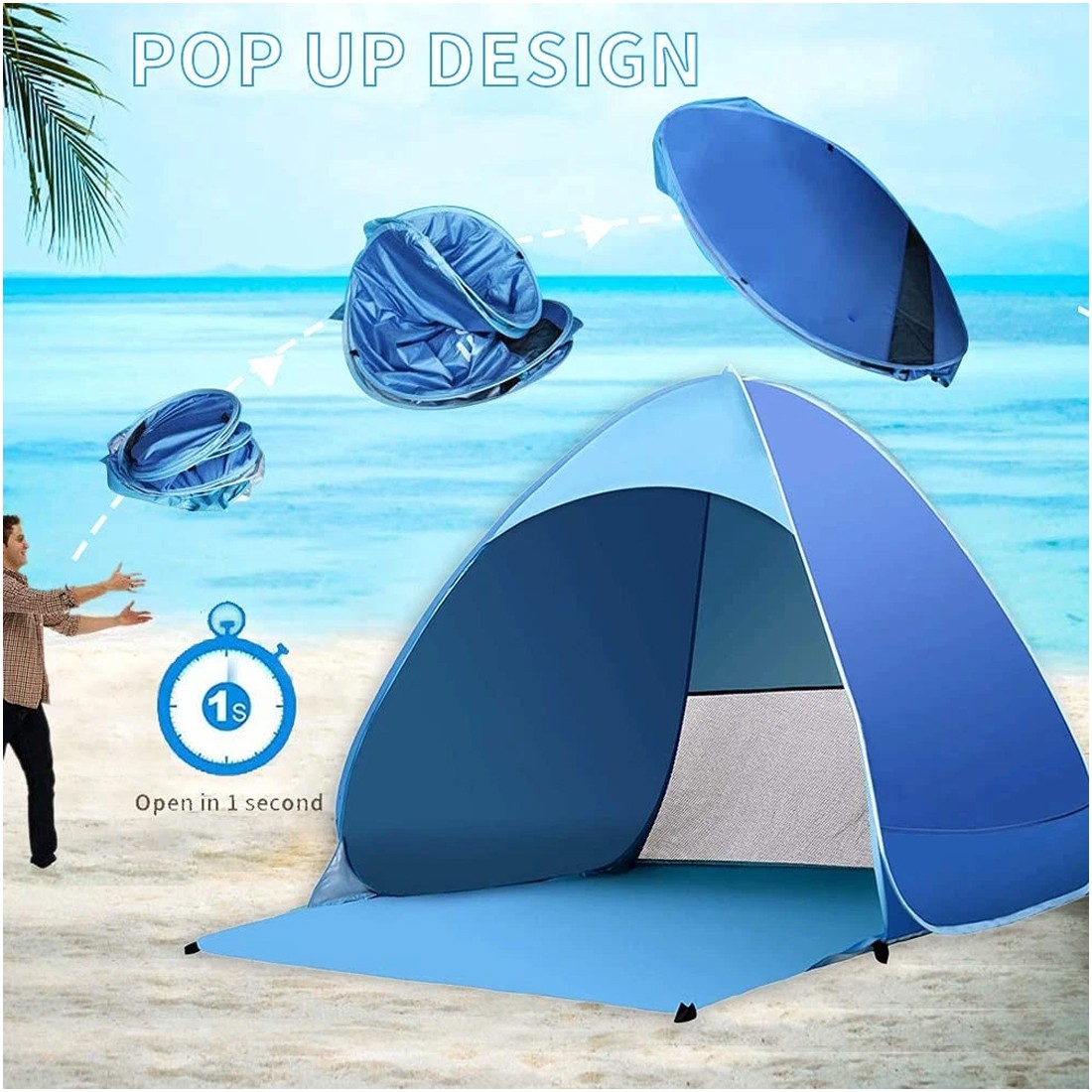 Pop-Up Beach Tent Uv-Resistant & Waterproof Sun Shade Shelter For Camping