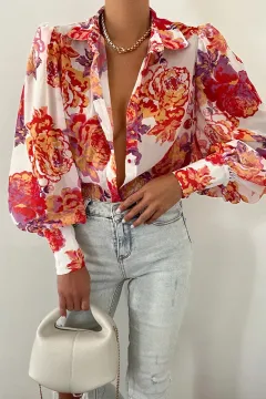 Long Sleeve Printed Shirt Women's Spring Single-breasted Cardigan - White - View 1