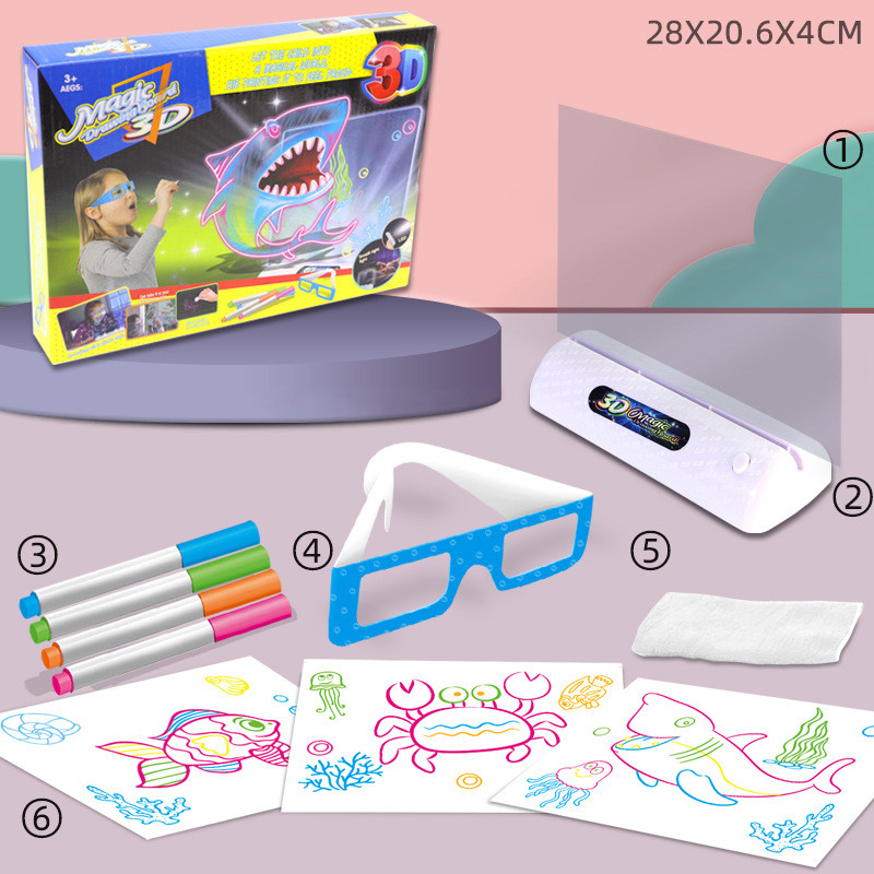 Title 3, 3D Fluorescent Drawing Board Magic Luminous Thr...