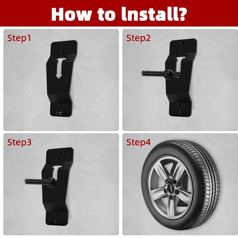 Spare Tire Wall Mount Carrier Holder Wear Resistant Save Space Wheel Bracket Kit