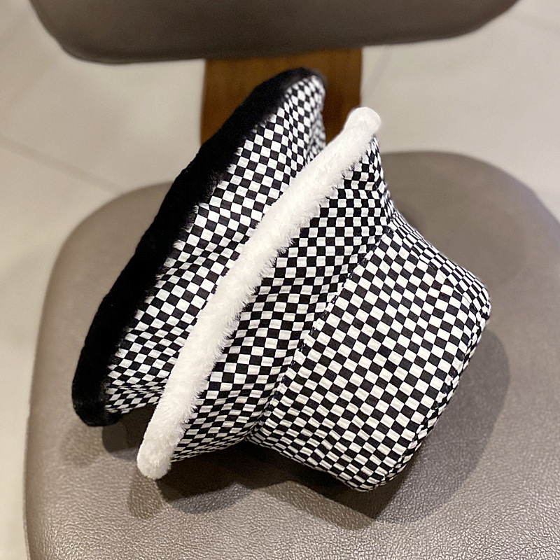 Hat Female Korean Style Small Lattice Double-sided Fisherman Hat