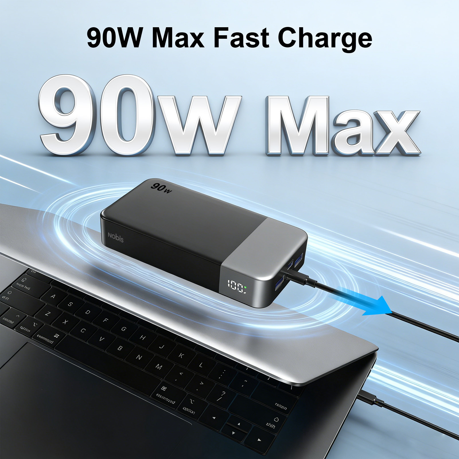 French Overseas Warehouse NOBIS 90W Portable Charger 20000mAh Fast Charging Power Bank For Laptop And Phone 2