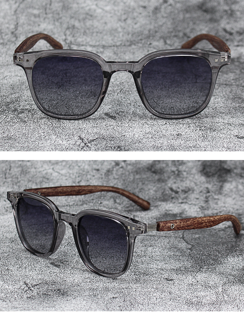 Title 6, Retro Wood Grain Polarized Myopia Sunglasses UV...