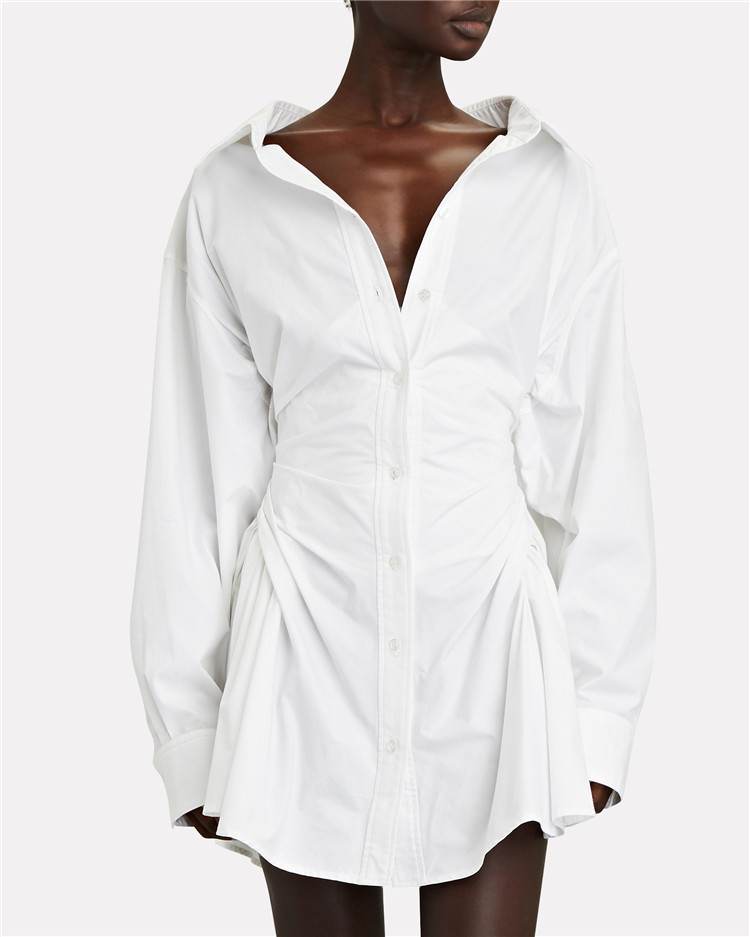 Summer New Polo Collar Irregular Dress Fashion Shirt Skirt
