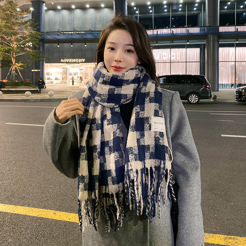 Women’s Large Plaid Scarf Thermal Long Thick Shawl