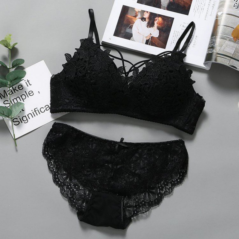 Title 1, Black And White Underwear Set Wireless Thin Sea...