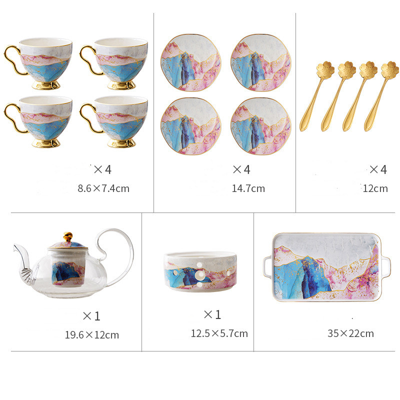 Title 1, English Ceramic Glass Flower Tea Cup Set