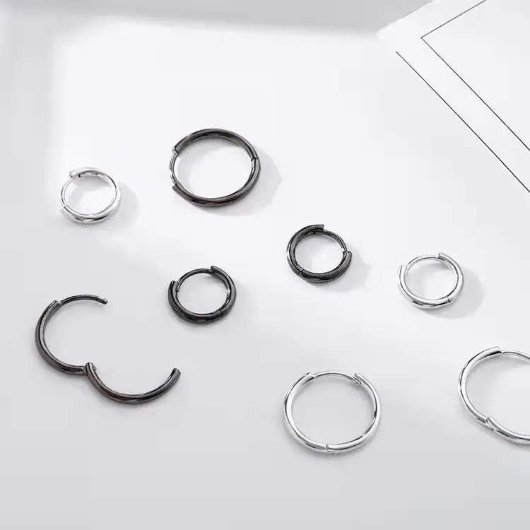 S925 Sterling Silver Solid Circle Earrings For Men And Women
