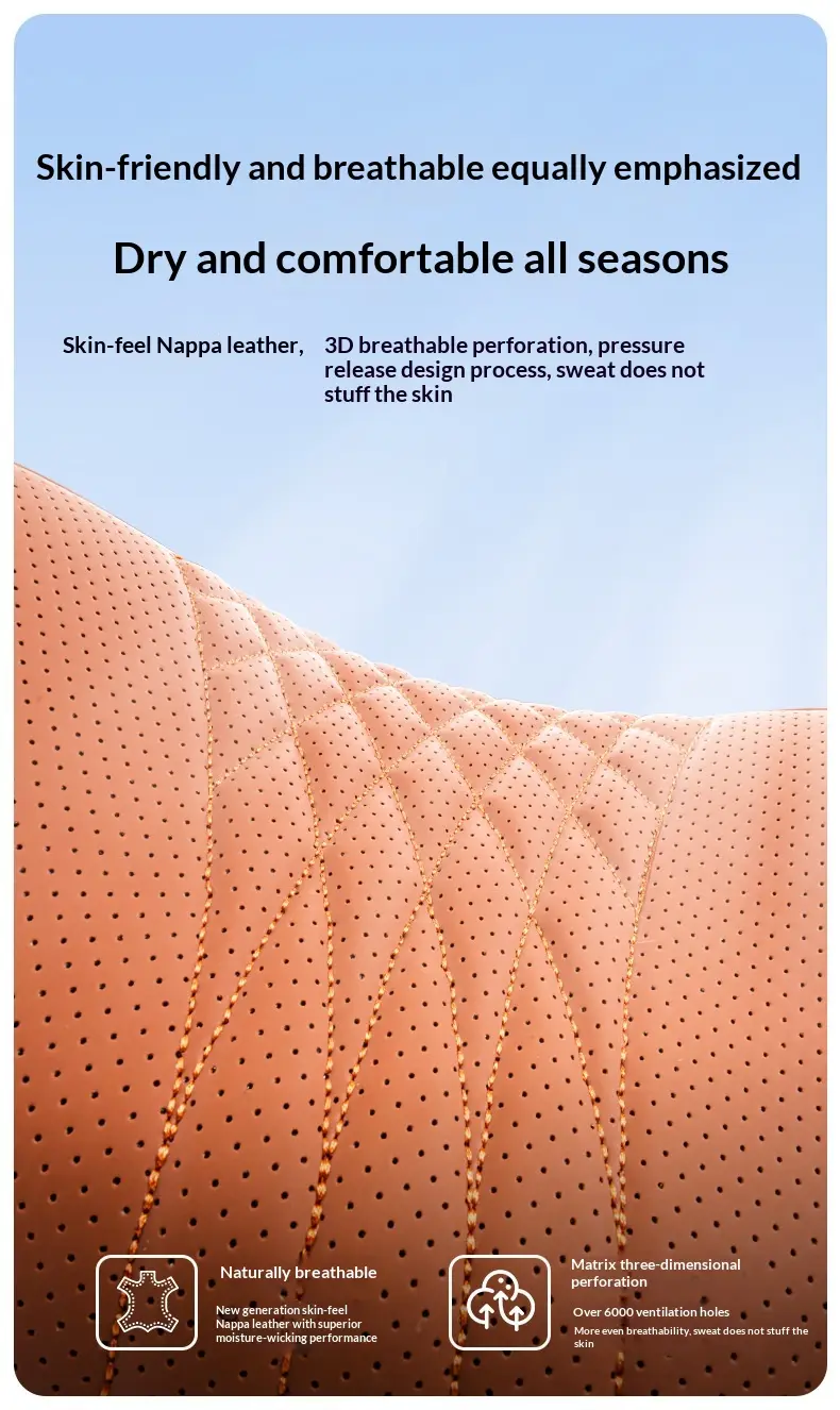 Summer Breathable Memory Foam Car Headrest & Lumbar Support, Leather, Neck Protection Pillow