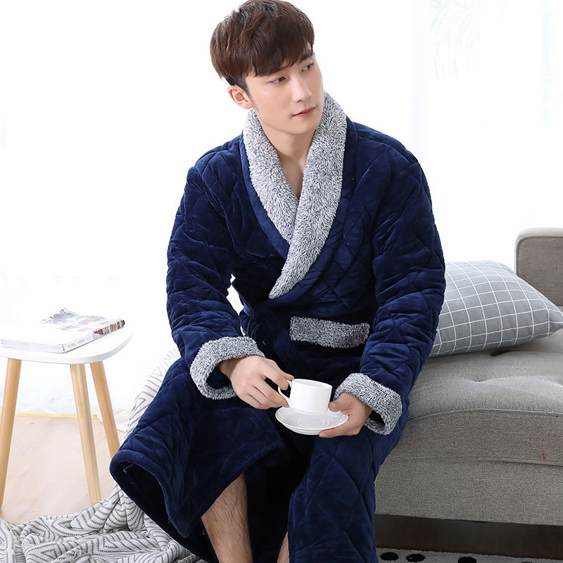 Thickened And Lengthened Coral Fleece Quilted Flannel Winter Clothes