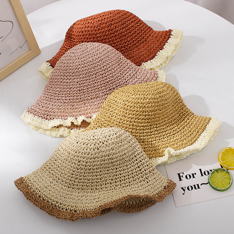 Colorblock Papyrus Foldable Children's Straw Hat