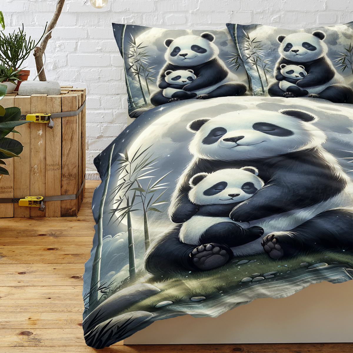 Panda Bedding Set For Boys Girls Cute Panda Duvet Cover Set Kids Cartoon Animal... 2