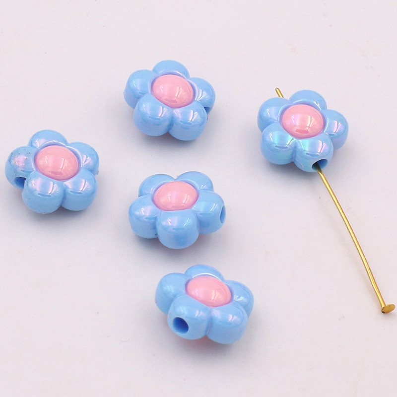 Lovely Two color Bead Plated Flower Color Matching Beads Light Blue - Shop at LoveMi