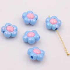 Lovely Two-colour Bead Plated Flower Colour Matching Beads - Light Blue - View 1