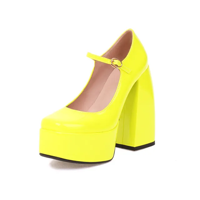 Candy Color Nightclub Waterproof Platform Super High Heel Yellow - Shop at LoveMi