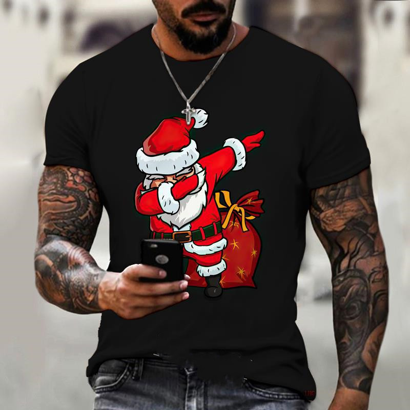 Title 4, Camiseta 3D de Natal masculina, manga curta com...