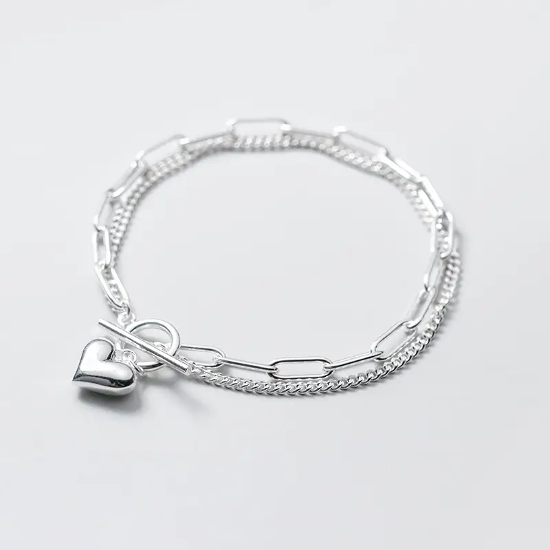 Ring Double Design Heart Geometric Bracelet