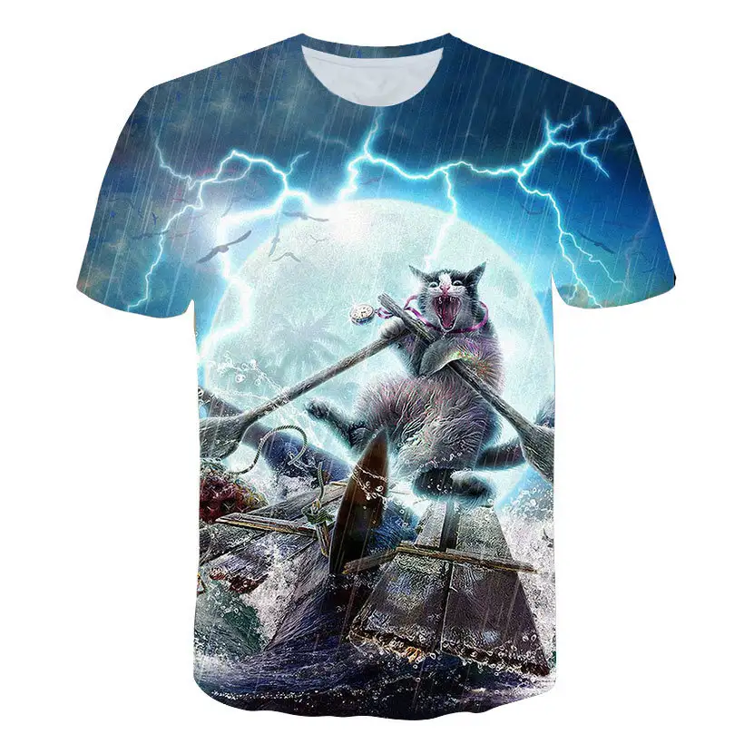 Cute Pet Cat 3D Digital Printing Casual Comfortable Breathable Men's And Women's T-shirt