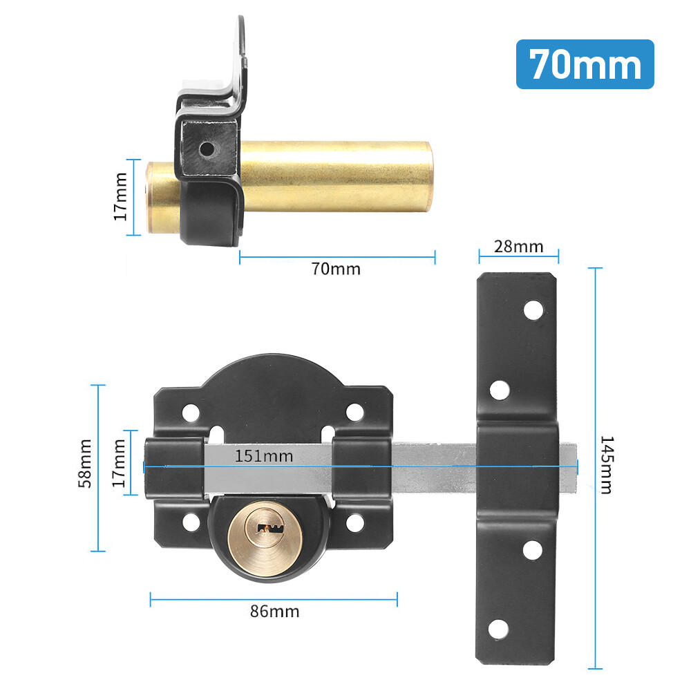 70mm Security Garden Shed Gate Lock Long Throw Locking Double Locking UK 6
