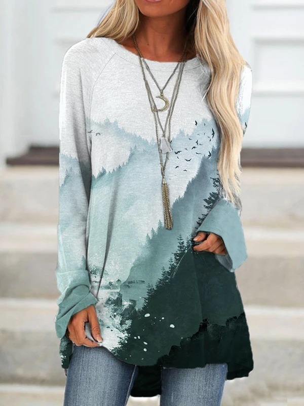 Title 5, Wish Amazon landscape Print long sleeves for women