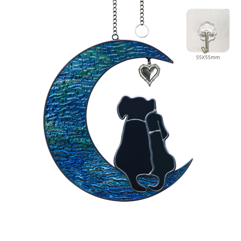 Title 6, Creative Moon Couple Dog Ornaments Colorful Wat...