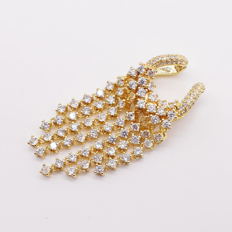 Silver Micro Inlaid Zircon Pearl Long Tassel Necklace Sweater Chain Accessories
