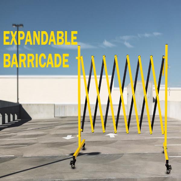Metal Expandable Barricade, 11 Feet Retractable Fence Outdoor, Mobile Safety Barrier Gate, Easily Assembled Expanding Gate With Casters, Collapsible Accordion Barricade Gate Outdoor — foto 6