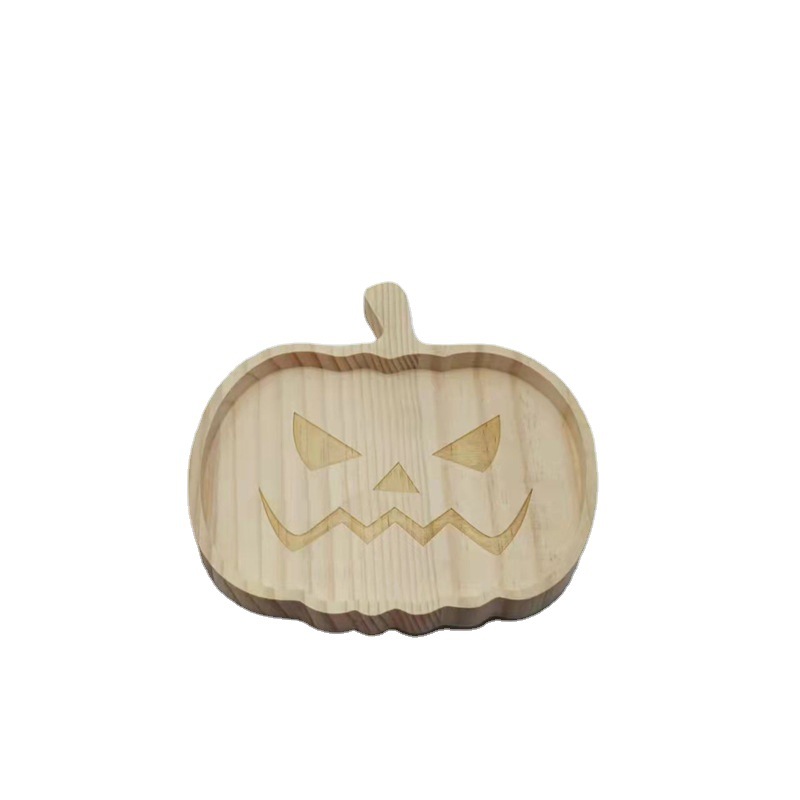 Halloween wooden pumpkin tray home decor