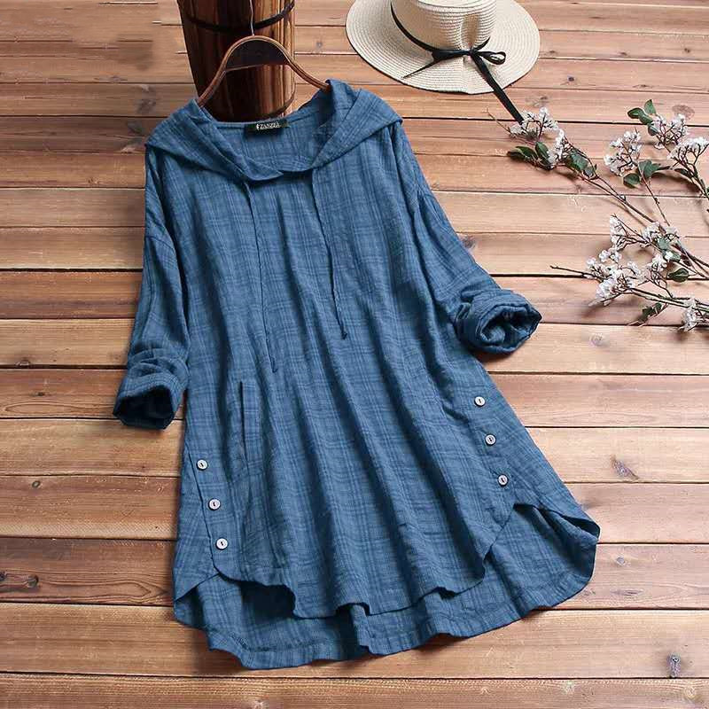 Title 8, Hedging Black Women Mid-length Linen Cotton Shi...