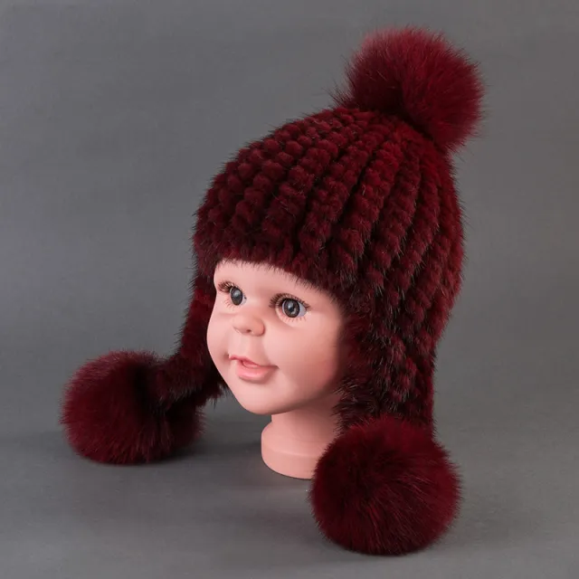 Large Leather Ear Protection, Windproof And Warm Mink Hat Red Wine - Shop at LoveMi
